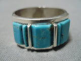 Quality Vintage Native American Navajo Victor Thompson Turquoise Sterling Silver Ring Old-Nativo Arts