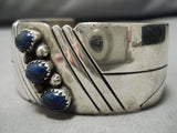 Superior Vintage Native American Navajo Hand Wrought Sterling Silver Lapis Bracelet Old-Nativo Arts