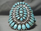 Colossal Vintage Native American Navajo Teardrop Turquoise Sterling Silver Bracelet-Nativo Arts