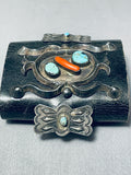 Early Authentic Vintage Native American Navajo Turquoise Coral Sterling Silver Ketoh Bracelet-Nativo Arts
