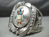 One Of The Most Unique Vintage Native American Zuni Turquoise Inlay Sterling Silver Bracelet-Nativo Arts