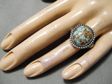 Important Vintage Native American Navajo Jeanette Dale #8 Turquoise Sterling Silver Ring-Nativo Arts