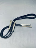 One Of The Best Native American Navajo Coral Inlay Sterling Silver Bolo Tie-Nativo Arts
