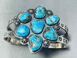 Castle Dome Turquoise Cluster Sterling Silver Bracelet Cuff-Nativo Arts
