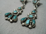 Exceptional Vintage Zuni Native American Turquoise Sterling Silver Earrings Old-Nativo Arts