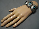 Amazing Vintage Navajo Turquoise Sterling Silver Native American Bracelet Old-Nativo Arts