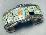 Heavy Intircate Vintage Native American Navajo Green Spiderwb Turquoise Sterling Silver Bracelet-Nativo Arts