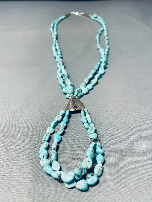 One Of The Most Unique Vintage Native American Navajo Turquoise Jacla Sterling Silver Necklace-Nativo Arts