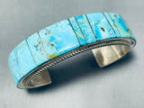 Beautiful Native American Navajo Turquoise Inlay Sterling Silver Large Bracelet-Nativo Arts