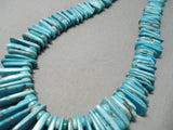 Opulent Vintage Native American Navajo Rectangle Turquoise Heishi Sterling Silver Necklace-Nativo Arts