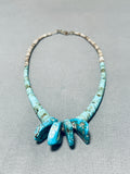 Native American Important Vintage Santo Domingo Old Kingman Turquoise Sterling Silver Necklace-Nativo Arts