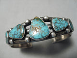 Superlative Vintage Native American Navajo Carico Lake Turquoise Sterling Silver Bracelet Cuff-Nativo Arts