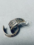 Early Authentic Vintage Native American Hopi Sterling Silver Geomtric Earrings-Nativo Arts