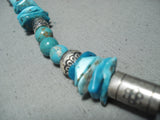 Exceptional Native American Navajo Turquoise Tubule Sterling Silver Necklace-Nativo Arts