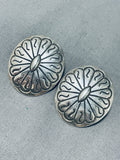 Dramatic Vintage Native American Navajo Sterling Silver Concho Earrings-Nativo Arts