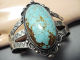 Early Domed #8 Turquoise Vintage Native American Navajo Sterling Silver Bracelet-Nativo Arts
