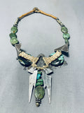 Very Rare Petroglyph Vintage Southwest Turquoise Sterling Silver Necklace-Nativo Arts