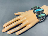Museum Vintage Native American Navajo Long Turquoise Sterling Silver Bracelet Cuff-Nativo Arts