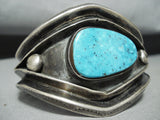 Heavy 120 Gram Vintage Native American Navajo Deep Turquoise Sterling Silver Bracelet-Nativo Arts
