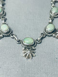 Signed Vintage Native American Navajo Green Turquoise Shell Sterling Silver Necklace-Nativo Arts