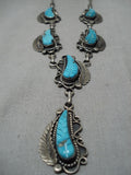 Stunning Angela Lee Turquoise Leaf Sterling Silver Native American Necklace-Nativo Arts