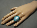 One Of The Best Vintage Native American Navajo Blue Diamond Turquoise Sterling Silver Ring Old-Nativo Arts
