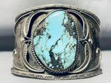 Mens Museum Vintage Native American Navajo Blue Diamond Turquoise Sterling Silver Bracelet-Nativo Arts