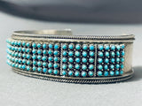 One Of Most Intricate Vintage Native American Zuni Turquoise Snake Eyes Sterling Silver Bracelet-Nativo Arts