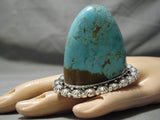 Mind Blowing Colossal Protruding Native American Navajo #8 Turquoise Sterling Silver Ring-Nativo Arts