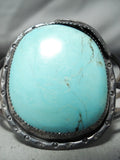 Bold Huge Vintage Native American Navajo Light Blue Turquoise Sterling Silver Bracelet-Nativo Arts