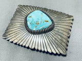 Kenny Etsitty Vintage Native American Navajo Royston Turquoise Sterling Silver Buckle Signed-Nativo Arts