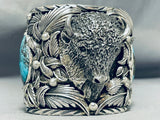 251 Gram Heavy Buffalo Turquoise Sterling Silver Native American Bracelet-Nativo Arts