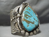 Statement Vintage Native American Navajo Colossal Turquoise Slab Sterling Silver Bracelet-Nativo Arts