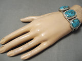 Opulent Vintage Native American Navajo Bisbee Turquoise Sterling Silver Bracelet Old-Nativo Arts