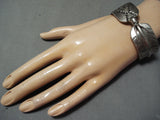 Striking Vintage Hopi Sterling Silver Feather Bracelet Native American-Nativo Arts