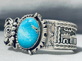 Native American One Of The Most Unique Silver Work Vintage Turquoise Sterling Bracelet-Nativo Arts
