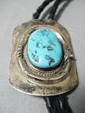 Impressive Vintage Native American Navajo Sleeping Beauty Turquoise Sterling Silver Bolo Old-Nativo Arts