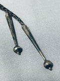 Amazing Vintage Native American Navajo Spiderweb Turquoise Shell Sterling Silver Bolo Tie-Nativo Arts