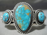 Stunning Vintage Native American Navajo Royston & Old Kingman Turquoise Silver Bracelet-Nativo Arts