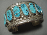 Magnificent Vintage Native American Navajo Turquoise Sterling Silver Cuff Bracelet Old-Nativo Arts