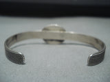 Signed Vintage Native American Navajo Sleeping Beauty Turquoise Sterling Silver Bracelet-Nativo Arts