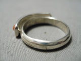 Best Native American Cheyenne Artist Ben Nighthorse Campbell Coral Sterling Silver Ring-Nativo Arts