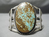 One Of The Best Vintage Native American Navajo #8 Turquoise Sterling Silver Bracelet Old-Nativo Arts