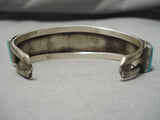 Striking Vintage Native American Navajo Squar Turquoise Sterling Silver Bracelet-Nativo Arts