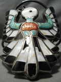 One Of Biggest Best Vintage Native American Zuni Bird Turquoise Inlay Sterling Silver Bracelet-Nativo Arts