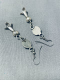 Amazing Vintage Native American Navajo Kingman Turquoise Sterling Silver Blossom Earrings-Nativo Arts