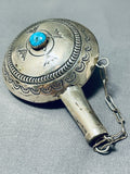 Fabulous Vintage Native American Navajo Morenci Turquoise Sterling Silver Flask-Nativo Arts