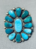 Beautiful Vintage Native American Navajo Blue Gem Cluster Sterling Silver Enormous Ring-Nativo Arts
