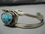 Exceptional Vintage Native American Zuni Native Blue Gem Turquoise Sterling Silver Bracelet-Nativo Arts