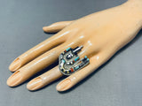 One Of The Best Vintage Native American Zuni Turquoise Rainbowman Sterling Silver Ring-Nativo Arts